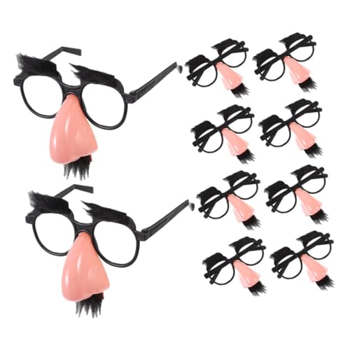DIKACA 10 Stück Teiliges Große Nasenbrille mit Augenbrauen und Schnurrbart Lustige Cosplay Brille für Halloween und Geburtstagsfeiern Leichtes Material Vielseitig Einsetzbar Auffälliges von DIKACA