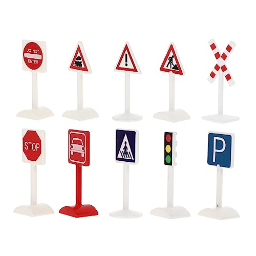 DIKACA 10 Stück Verkehrszeichen-Ornamente Straßenschild Verkehrszeichenmodell kleine Zeichen Ausschnitte von Verkehrsschildern Straßenkenntniszeichen Plastik von DIKACA