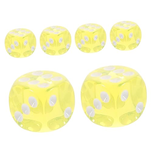 DIKACA 10 Stück Würfel Zum Glücksspiel Würfelturm Kartenspiel Spiele Sequenzspiel Spiel Würfel Partyzubehör Brettspiel-Tool Große Würfel Spiel-Requisiten Würfel Für Spiel Yellow Acryl von DIKACA