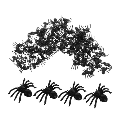 DIKACA 100 Stück Kleines Spinnenspielzeug Gefälscht Realistisch Für Groß Simuliert Überraschung Figur Halloween- Drinnen Farbig Party Mini Hängend Riese Schwarz Plastik von DIKACA