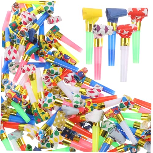 DIKACA 100 Stück Musikalische Ausbrüche Helium Glücklich Geburtstag Partyausfälle Partygeschenke Für Erwachsene Aufdecken Partydekorationen Partyzubehör Die Partypfeife Plastik von DIKACA