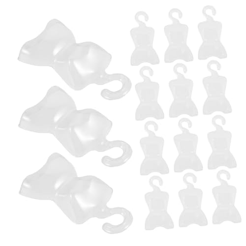 DIKACA 100 Stück Puppenkleidung Rack Kleidungsstück Haken Puppenhaus-Miniatur-Kleiderbügel kleiden Zubehör Tuch Miniaturkleiderform Schaufensterpuppenkörper für Plastik Transparent von DIKACA