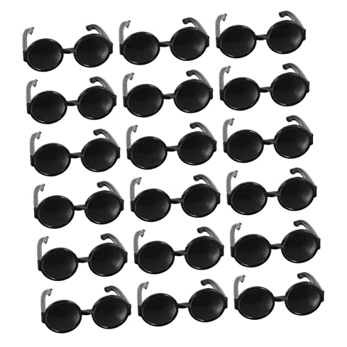 DIKACA 100 Stück Puppensonnenbrille Miniatur Runden Mini-Puppen- Retro Zubehör Kleine Puppenbrille DIY Puppen-ankleidebrille Gläser Anziehbrille Für Puppen Black Plastik von DIKACA