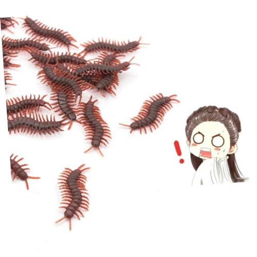DIKACA 100er-packung Halloween Knifflige Requisiten Künstliche Tausendfüßler-Requisite Brown von DIKACA