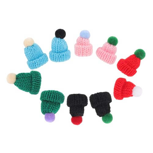 DIKACA 10Stücke Mini Häkeln Hüte Für DIY Bastelprojekte Gestrickte Mützen Für Puppen Und Dekoration Perfektes Zubehör Für Kreative Weihnachts Und Partygestaltungen von DIKACA