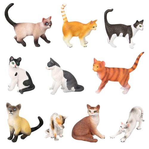 DIKACA 10St simulierte Katze für Kinder Mini-Katzenfiguren Tierminiaturen Tierfiguren für Kinder Dekoration mit Katzenfiguren Spielzeug Plastiktiere -Katze künstlich schmücken von DIKACA