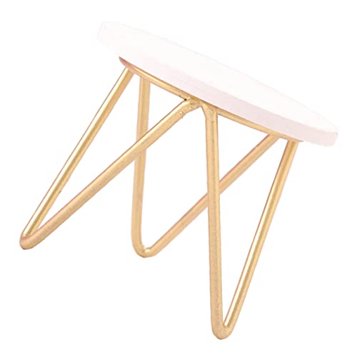 DIKACA Mini Nachttisch 12 Maßstab Runder Tisch Mit Goldenen Tischbeinen Und Weißer Tischplatte Ideales Holzspielzeug Für Und Dekoration Beistelltisch Eiche von DIKACA