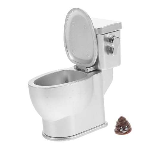 DIKACA Miniatur Puppenhaus Zubehör Dollhouse Puppenhaus 12 Puppenhaus Toilettenmodell Mit Sound Realistisches Silbernes Toiletten Für Puppenhaus Miniaturen Und Mikrolandschaften von DIKACA