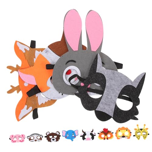 DIKACA Tiermasken Aus Filz Für Tier Cosplay Masken Für Halloween Und Kinderfeste Dekorative Tiermasken Für Kreative Partys Ratte Wolf Waschbär Reh Elefant Bär von DIKACA