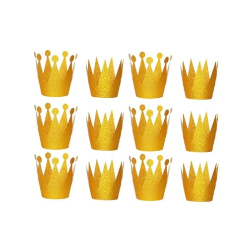 DIKACA 12 Stück Geburtstagshut Partyhut Geburtstag Kopfbedeckung Party-tiara-hut Prinzessinnenkronen-party Kronenhut Geburtstag Kronkorken Geburtstagsparty-kappe Kleine Krone Golden von DIKACA