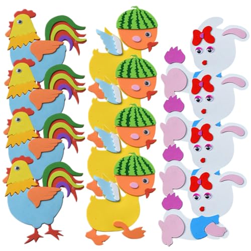 DIKACA 12 Stück Kaninchen-Schaum-Aufkleber DIY Bastelaufkleber Eva-Aufkleber Tiere Wandaufkleber Schaumstoff-tieraufkleber Tiere Wandtattoo Wandaufkleber Für Wandtattoos Eva-Schaum von DIKACA