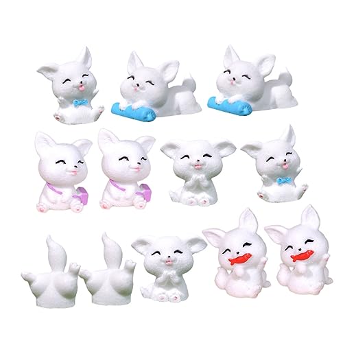 DIKACA 12 Stück Mini-fuchsfigur Für Den Garten Kuchen -Topper Feengarten Zubehör Haustier Mini-fuchstier Landschaftsfuchsverzierungen Kleine Fuchsstatue Figuren Plüsch Harz von DIKACA