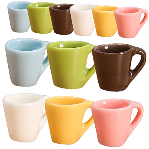 DIKACA 12 Stück Miniaturtasse Mini -kaffeetassen Kinderbecher Trinkbecher Puppenhaus Tassen Mini-kaffeetassen Mini-tassen Minibecher Fürs Puppenhaus Mini-puppenhausbecher Harz von DIKACA