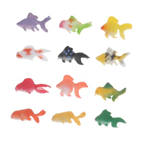DIKACA 12 Stück -Modell für kinderspielzeug Educational Toys Aquarienfischfiguren Miniaturen Nachahmung Simulation von Goldfischmodellen Plastik von DIKACA
