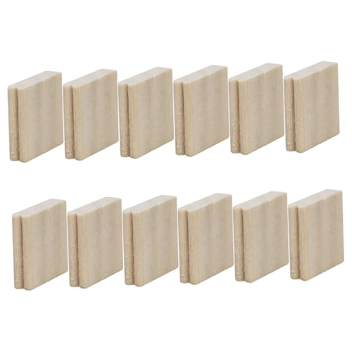 DIKACA 12 Stück Puppenhaus Bücher Puppenstubenmöbel Miniaturen Puppenmöbel Miniaturbücher Leer Leere Puppenstubenbücher Miniatur-Dinge Puppenhausmöbel Feentüren Mini-Dinge Holz Beige von DIKACA