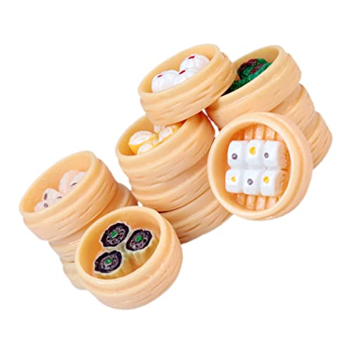 DIKACA 12 Stück Simulation Kleines Dampfbrötchen Künstlicher Dampfgarer Für Gedämpfte Brötchen Mini-dampfbrötchen-Modell Mini-Food- Miniaturfutter Mini Spiel Essen Harz von DIKACA