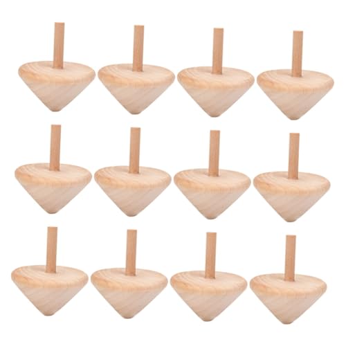 DIKACA 12st Hölzerner Kreisel Unvollendeter Kreisel Partygeschenke Für Kinder Kinderkreisel Gyroskop Holzkreisel Spielzeug Bastelsets Aus Holz Holzspielzeug Jacke Baby Holzfarbe von DIKACA