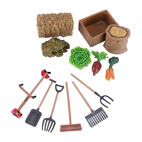DIKACA 13-Teiliges Set Farm-Tool-Modell Kind Miniatur Zubehör landwirtschaftliche Werkzeuge Bauernspielzeug Bauernhof-Requisite Bauernhof PVC von DIKACA