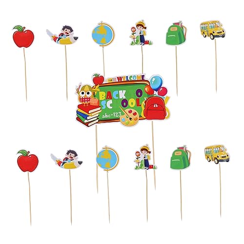 DIKACA 13Stücke Back To School Kuchen Topper Tortenstecker Für Desserts Und Dekoration Für Schulanfang Und Partys Kleinen Und Großen Topper DIKACA 13Stücke Back To School Kuchen Topper Tortenstecker Für Desserts Und Dekoration Für Schulanfang Und Partys Kleinen Und Großen Topper von DIKACA