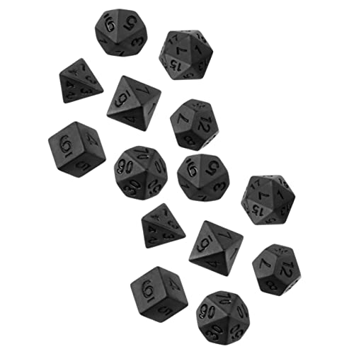 DIKACA 14 Stück Club- - Tischspielwürfel Ästhetische Polyedrische Ästhetisches Würfelspielzeug Dekorative Polyedrische Metallwürfel Spiel Black Acryl von DIKACA