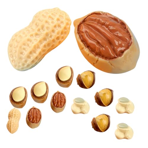 DIKACA 15 Stück Mini Nüsse Deko Mini-Ornament Simulationsmutter Mini-erdnuss Puppenessen Puppenhausmuttern Landschafts-erdnuss-Ornament Kleines Nussmodell Winziges Essen Harz von DIKACA