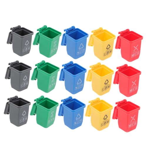 DIKACA 15 Stück Miniatur-puppenhaus Kleine Tonne Dinge Miniatur-mülleimer Behälter Figuren Mach Es Mini Kleiner Eimer Mit Deckel Desktop-mülleimer Mülleimer Küche Modell Plastik von DIKACA
