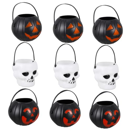 DIKACA 18Stücke Halloween Mini Süßigkeiten Eimer Kürbis Und Schädelbehälter Für Halloween Dekoration Und Süßigkeiten Sammeln DIKACA 18Stücke Halloween Mini Süßigkeiten Eimer Kürbis Und Schädelbehälter Für Halloween Dekoration Und Süßigkeiten Sammeln von DIKACA