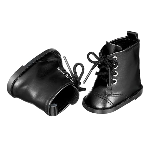 DIKACA 1Paar Schwarze PU Stiefel Für Puppen Stoffschuhe Puppendekorative Schuhe Zubehör Für Puppen Outfits Ergänzung Für Puppenmode von DIKACA