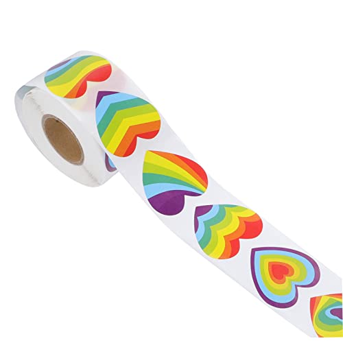 DIKACA 1Rolle Aufkleber Regenbogen Herzaufkleber Selbstklebende Etiketten Rolle Für Dekoration DIY Projekte Und Veranstaltungen von DIKACA