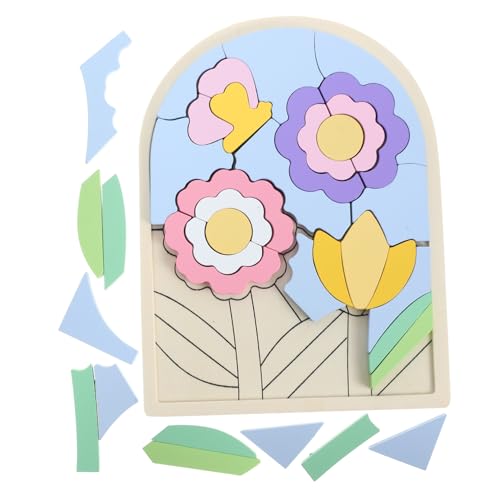DIKACA 1Satz Blumen Holzpuzzle Für Pädagogisches Kognitiven Fähigkeiten Und Kreativität Langlebiges Holzmaterial Mit Ansprechendem Cartoon Design Für Motorische von DIKACA