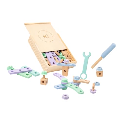 DIKACA 1Satz Holz Werkzeugset Für Lernspielzeug Für Haushalt Pädagogisches DIY Kreativität Und Hand Auge Koordination Sicheres Stabiles Holzmaterial Geschenkidee von DIKACA
