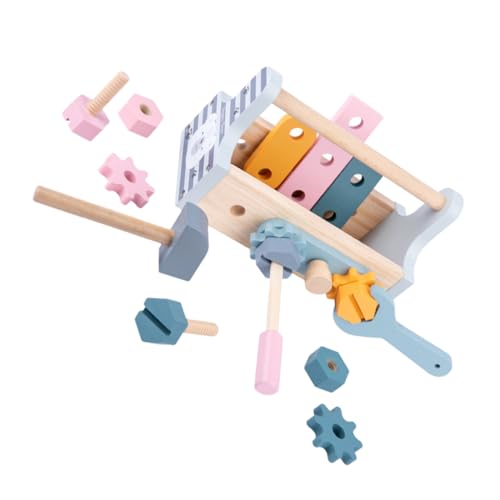 DIKACA 1Satz Holzspielzeug Set für Kleinkinder Multifunktionale DIY Werkzeugkiste mit Bärmuster für Kreatives und Lernen Geschenkidee für Robuste und Langlebige Materialien von DIKACA