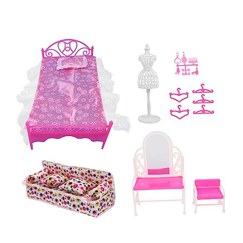 DIKACA 1Satz Mini Möbel Für Puppenhaus Mini Schminktisch Mit Zubehör Micro Möbelmodell Für Hohe Puppen Für Kreatives Und Dekoration von DIKACA