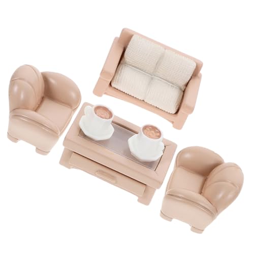 DIKACA 1Satz Miniaturmöbel Für Puppenhaus Teiliges Aus Harz Sofa Teetisch Und Kaffeetassen Für Kreative Rollenspiele Und Zu Besonderen Anlässen von DIKACA