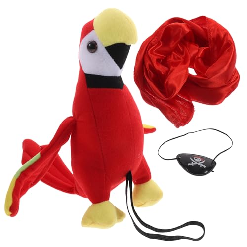 DIKACA 1Satz Piraten Kostüm Mit Bandana Augenklappe Und Papagei Zubehör Für Halloween Cosplay Und Mottopartys Langlebige Materialien Und Auffällige Farben von DIKACA
