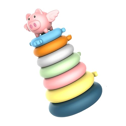 DIKACA 1Satz Stapelspielzeuge Für Lagige Tier Und Regenbogen Turmspielzeuge Frühes Lernspielzeug Für Kleinkinder Fördert Hand Augen Koordination Und Kreatives von DIKACA