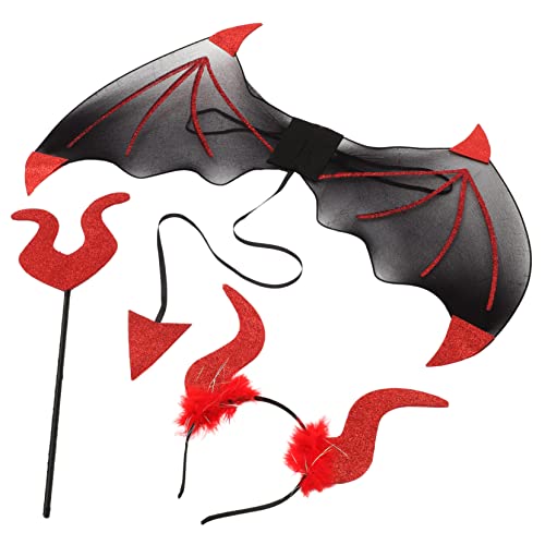 DIKACA 1Satz Teufel Kostüm Set Mit Haarband Und Teufelshörnern Halloween Requisiten Für Karneval Und Faschingspartys Einzigartige Teufelsflügel Für Unvergessliche Auftritte von DIKACA