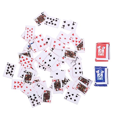 DIKACA Mini 2 STK Kreative Pokerkarten Brettspiel-Poker Mini-Poker Kartenspielen 1:12 Kleiner Schürhaken Kartenspiel Spielen Tally Spielkarten Winzig Reisen Schachbrett von DIKACA