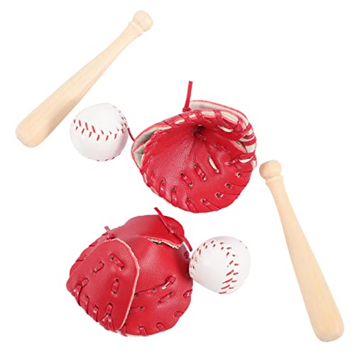 DIKACA 2 Sätze Baseball-Softball-Abdeckung Baseball-Schlüsselanhänger in Großpackung Mini Baseball für kinderspielzeug baseballschläger Baseball-Miniatur- Leder rot von DIKACA