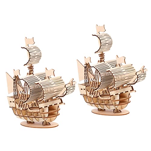DIKACA 2 Sätze Diorama 3D-bausteinmodell Modellbausatz Spielzeug 3D-Puzzle-segelboot Denksportaufgaben Für Erwachsene Segelboot-bausatz Pädagogischer Stamm Holz Erwachsener Rätsel Kind von DIKACA