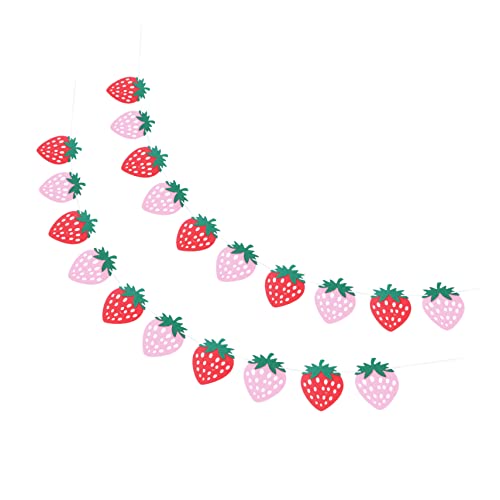 DIKACA 2 Sätze Erdbeer-pull-flagge Erdbeerparty-banner Hawaii-verzierung Erdbeer-piñata Erdbeer Ammer Erdbeerservietten Erdbeer-hochstuhl-banner Erdbeere Requisiten Urwald Kind Gefühlt von DIKACA