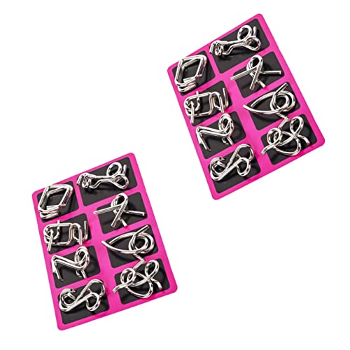 DIKACA 2 Sätze Neun Serien kinderspielzeug für Toys ineinandergreifendes Puzzle Ring IQ-Rätsel aus Metalldraht Puzzles aus Metalldraht Rostfreier Stahl rot von DIKACA
