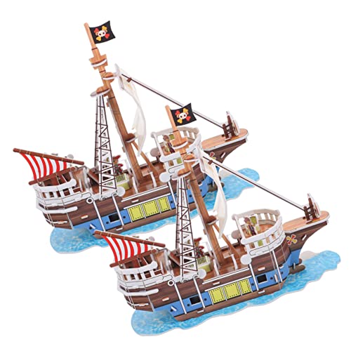 DIKACA 2 Sätze Piratenschiff-Puzzle Mechanisches Gebäudemodell Denksportaufgaben Schiffsmodellbausatz 3D-Puzzles Piratenschiff Puzzle-schreibtischspielzeug 3D-rätsel Kind Papier Schiffbau von DIKACA