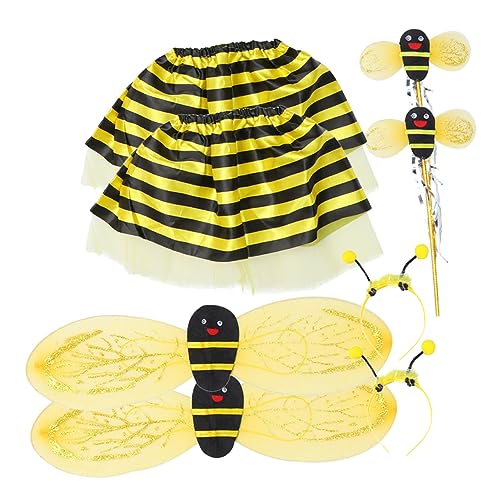 DIKACA 2 Sets Jungen Und Mädchen Bienenkostüm Zubehör Feenflügel Kleid Partyzubehör Für Halloween von DIKACA