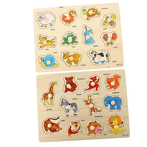 DIKACA 2 Sets Lernspielzeug Kleinkinderpuzzle Kinderpuzzles Für Kleinkinder Kinderpuzzles Lernspielzeug Steckpuzzles Für Blockpuzzles Für Kleinkinder Tierpuzzles Holz von DIKACA