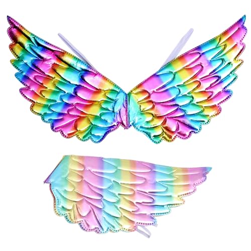 DIKACA 2 Stück Cosplay Kostüm Flügel Einhorn Flügel Bunte Federn Farbverlauf Halloween Party Accessoire Robust und für Karneval Mottoparty DIKACA 2 Stück Cosplay Kostüm Flügel Einhorn Flügel Bunte Federn Farbverlauf Halloween Party Accessoire Robust und für Karneval Mottoparty von DIKACA