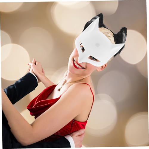 DIKACA 2 Stück DIY Fuchsmaske Weiße Matte Kunststoff masken zum Bemalen Leichte Komfortable Tiermasken für Erwachsene für Kostümparty und Kreative Gestaltung von DIKACA
