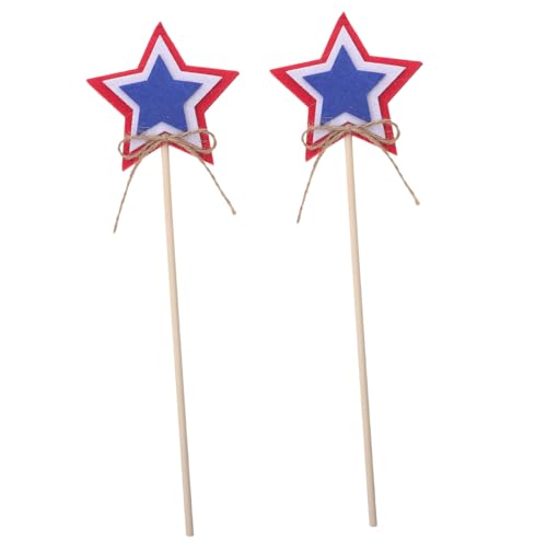 DIKACA 2 Stück Feenstangendekoration patriotische Partygeschenke Tag der Unabhängigkeit Partydekorationen dis im Freien Sternenfee-Sticks glänzender Feenstab hölzern von DIKACA
