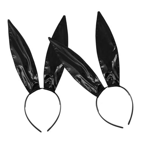 DIKACA 2 Stück Feste Dekoration Kopfschmuck Tierstirnband Tierhäschen-Stirnband Cosplay-Stirnband Hasenohren für Erwachsene Kopfbedeckung mit Hasenohren Hut Metall Schwarz von DIKACA