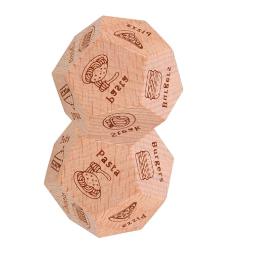 DIKACA 2 Stück Lebensmittelsieb Essen Lebensmittelentscheidungswürfel Unterhaltungswürfel Holzwürfel-Requisite Partywürfel Taschenwürfel Nacht-Date- Spiel Hölzern Light Brown von DIKACA